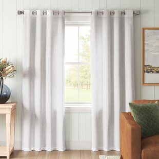 GCurtain Flaxen 52 inch Wide with 8 Grommets Linen Window Curtains/Panels/Drapes Set of 1 Panel Taupe + Chrome, 52x63 