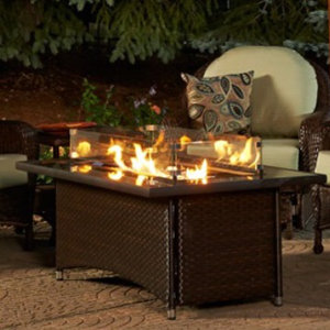 Montego Crystal Fire Pit Coffee Table with Wicker Base