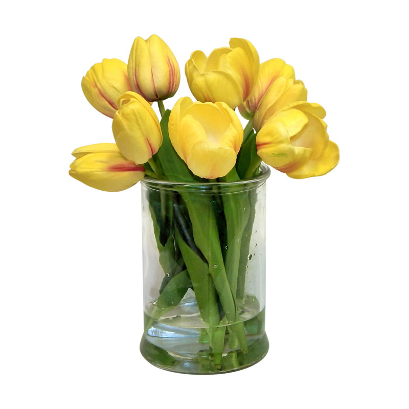 Three Posts Real Touch Tulip Floral Arrangement In Vase Reviews