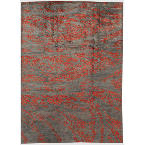 Bokara Rug Co Inc Trenton Abstract Hand Knotted Gray Red Area Rug Wayfair