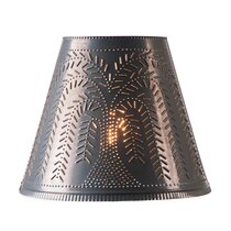 15-Inch Flared Lamp Shade with Rooster in Smokey Black Tin