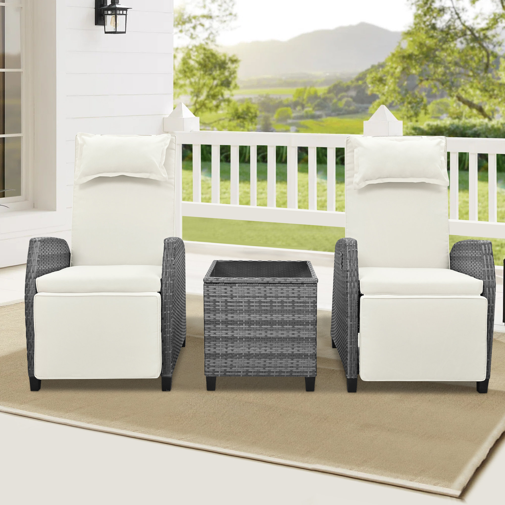 Hokku Designs Noranda Outdoor Rattan Twoperson Lounge Chair With