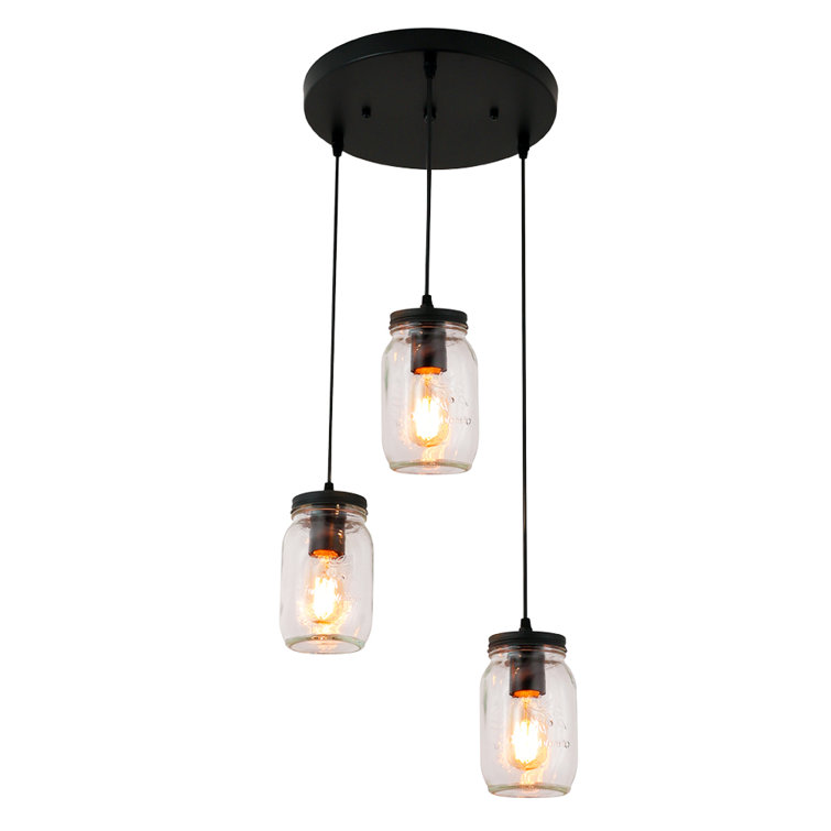 3-light Kitchen Island Light For Farmhouse, Mason Jar Pendant Light For  Kitchen