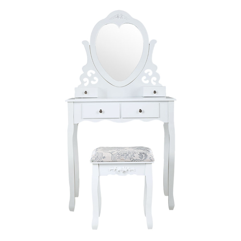 House Of Hampton Renken Vanity Set With Stool And Mirror Wayfair