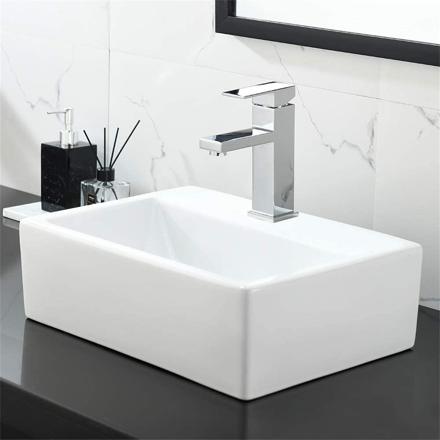 Bathroom Porcelain Ceramic Vessel Sink Vanity Basin Bowl Pop-up Drain Set 