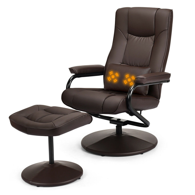 Red Barrel Studio Ovando Faux Leather Manual Swivel Recliner With Ottoman Wayfair