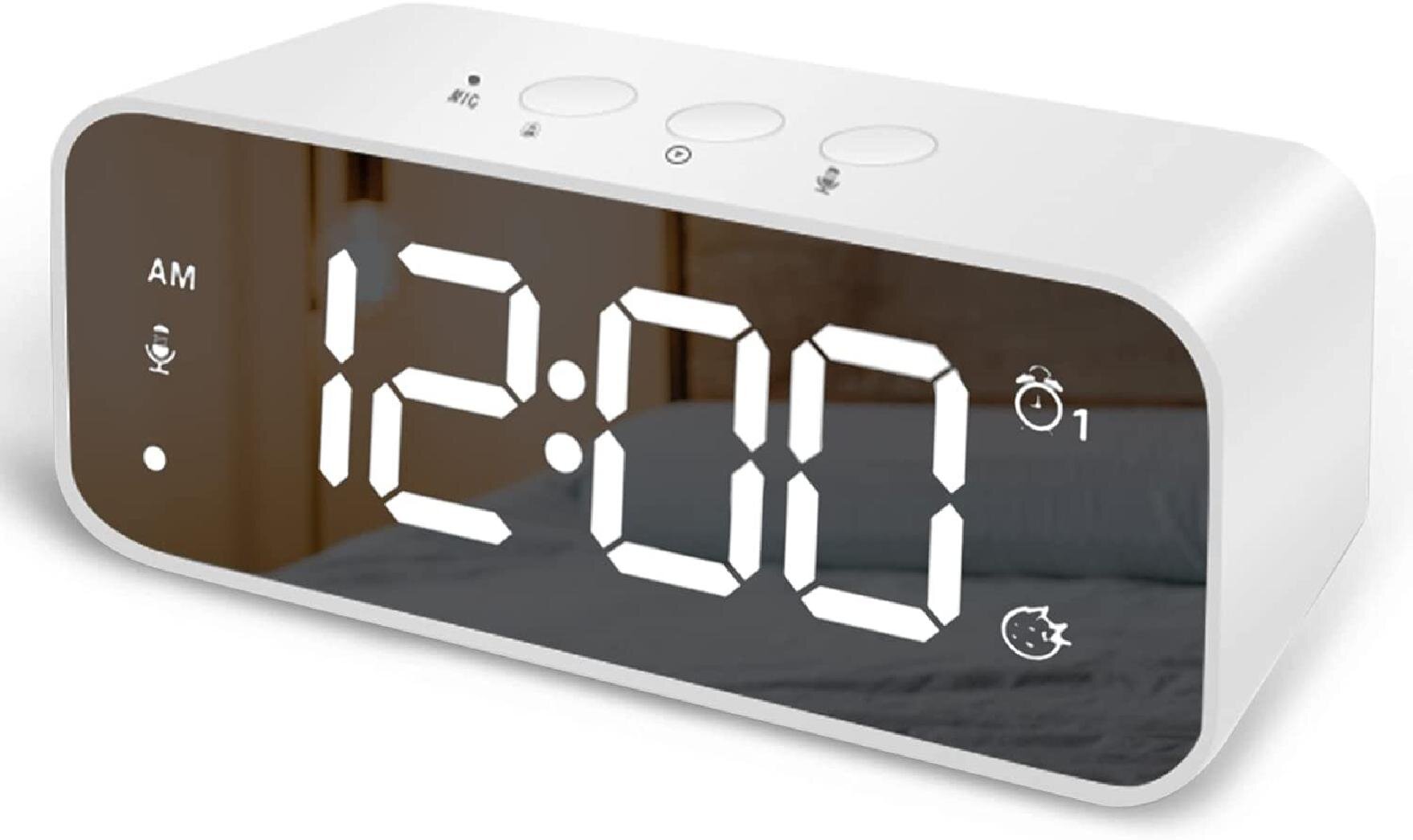 Digital LED Large Display Alarm Clock Travel USB/Battery Operated Mirror New 
