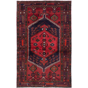 Lesley Hand-Knotted Rectangle Wool Red Oriental Area Rug