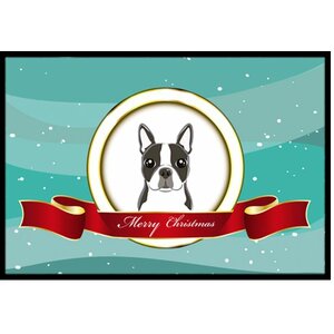 Boston Terrier Merry Christmas Doormat