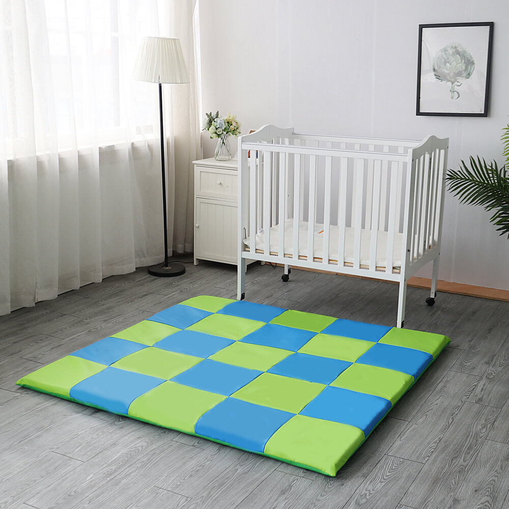 memory foam soft cushioned patchwork baby and toddler activity play mat