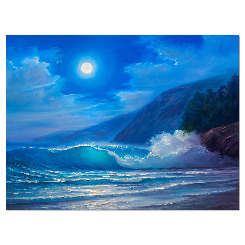 East Urban Home Night Storm At Sea Wrapped Canvas Print Wayfair