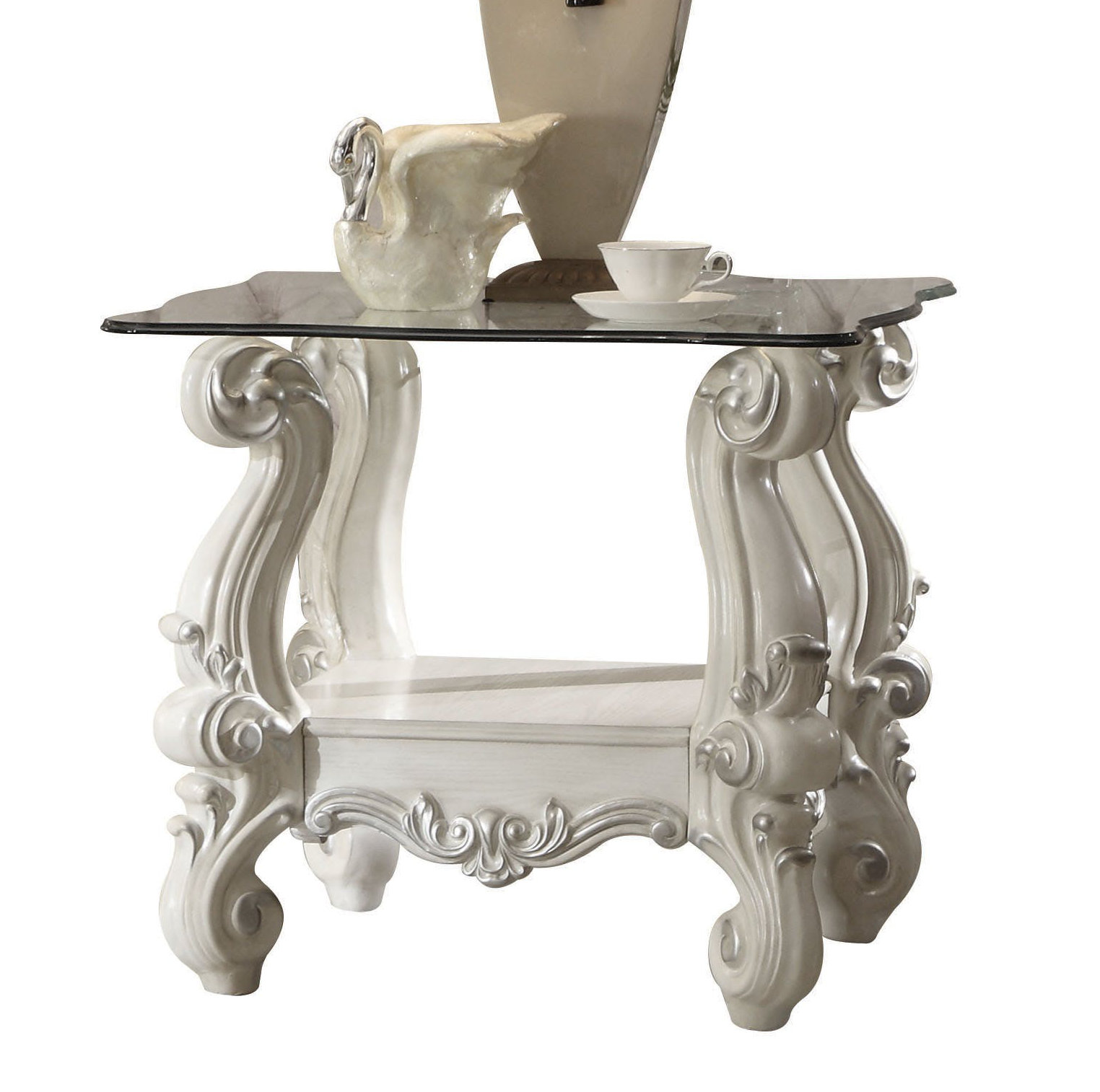 Astoria Grand Jazmine Glass Top Wooden End Table Wayfair