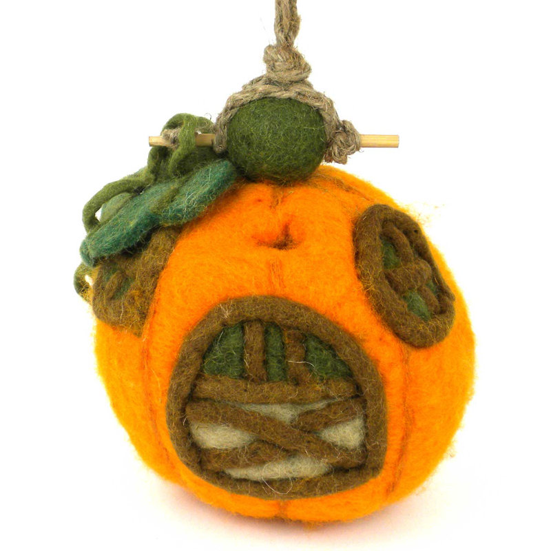 Globalcrafts Pumpkin Cottage Felt 7 In X 7 In X 4 In Birdhouse Wayfair