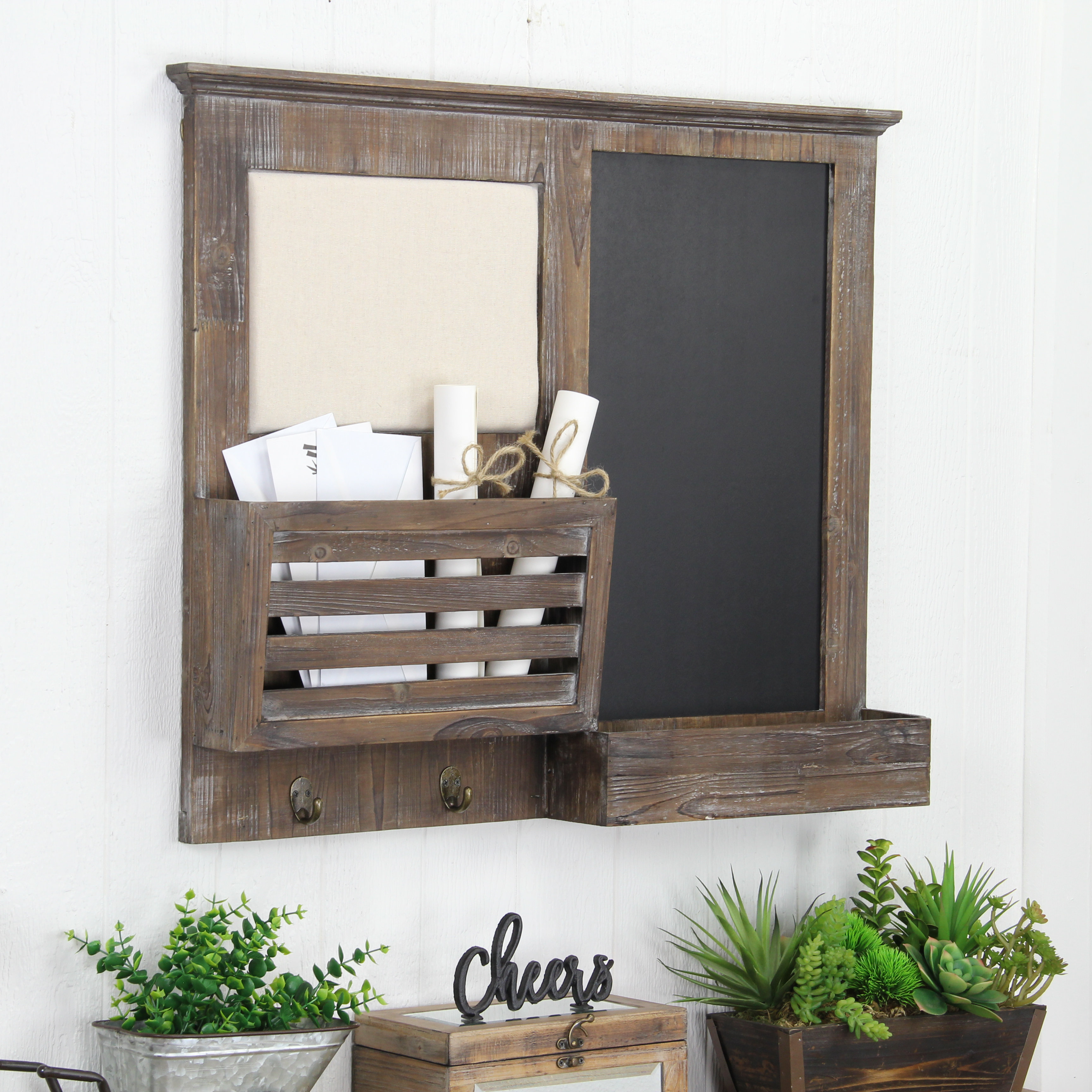 Ovellette Wall Organizer with Key Hooks and Chalkboard