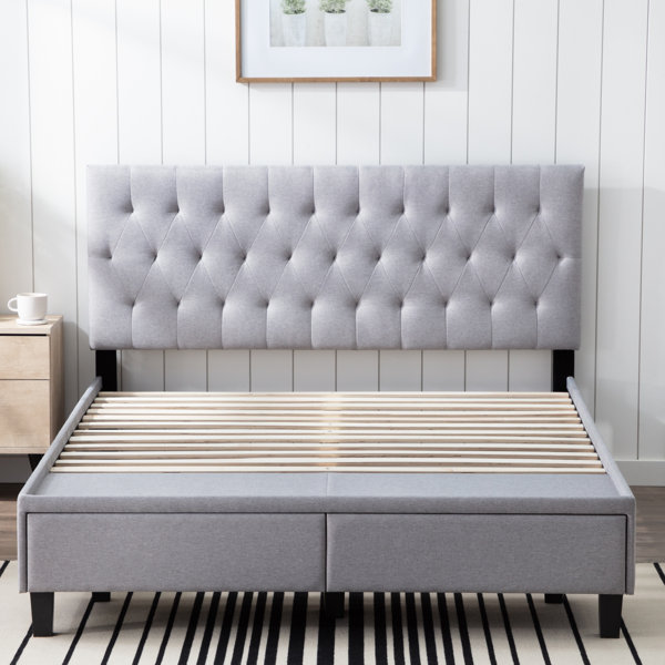 King Bed Frame With Drawers Wayfair The type of wood used for a wooden bed can have a huge impact on the look and feel of the bed. king bed frame with drawers