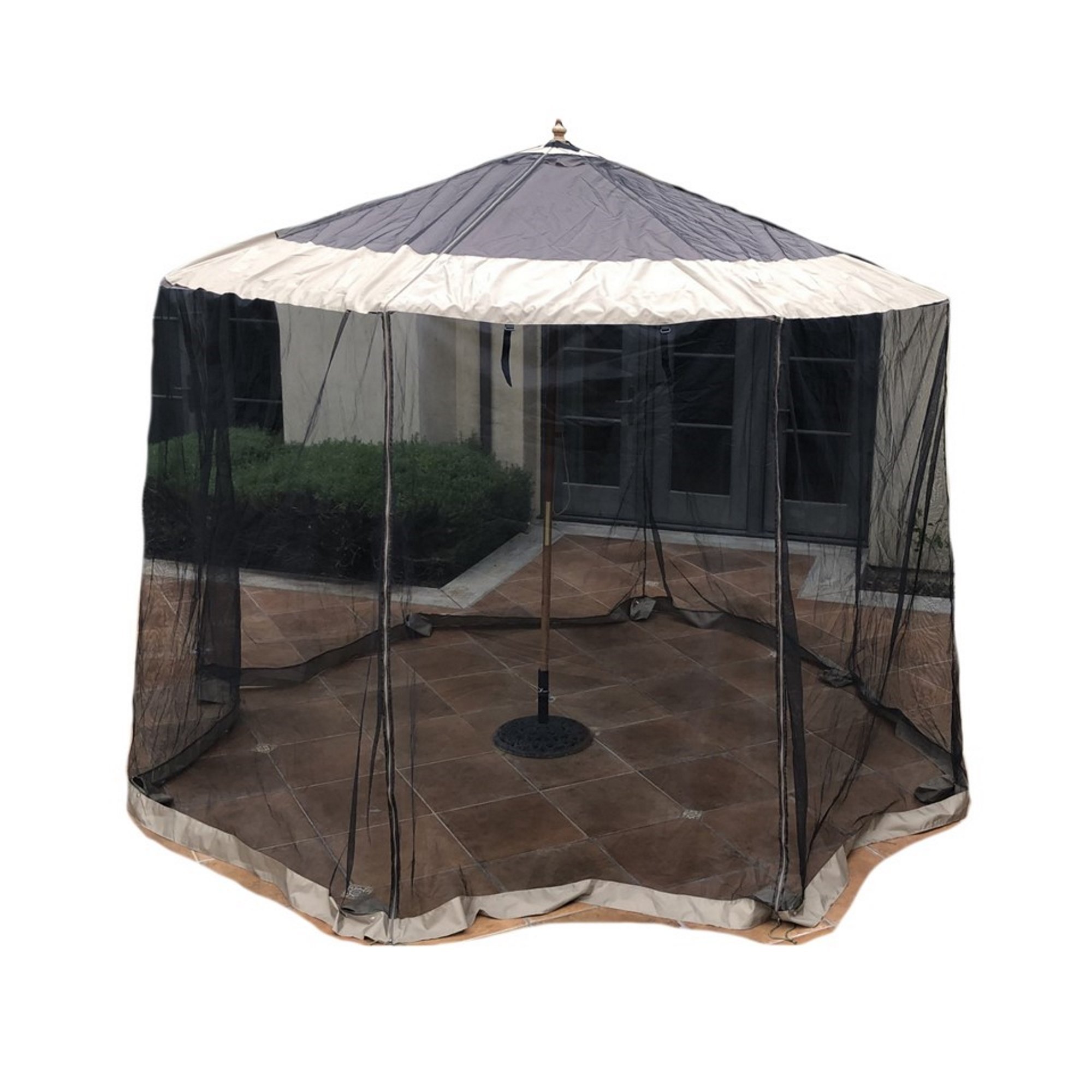 Arlmont & Co. Corsi Patio Umbrella Mosquito Screen Netting Fit 9Ft To