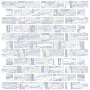 Signature Line Recycled Iridescent Glass Mosaic Tile in Gray/Blue