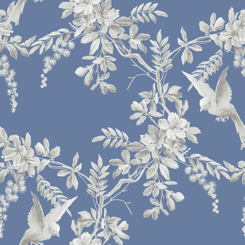 WallsByMe Blue Flower Peel And Stick Removable Wallpaper 8991 | Wayfair