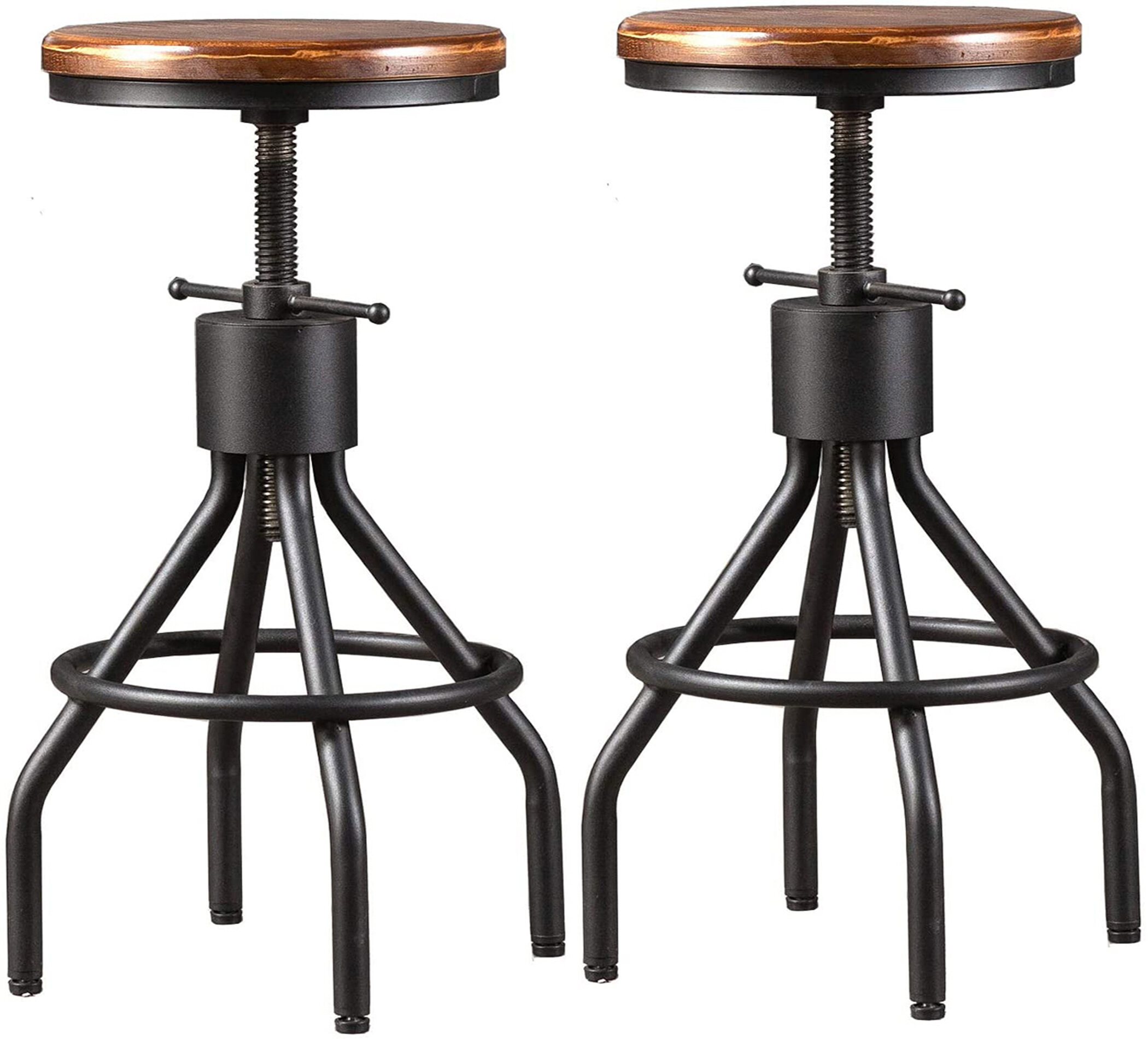 Industrial Retro Urban Bar Stool Chair Leather Top Vintage Cafe Counter Seat