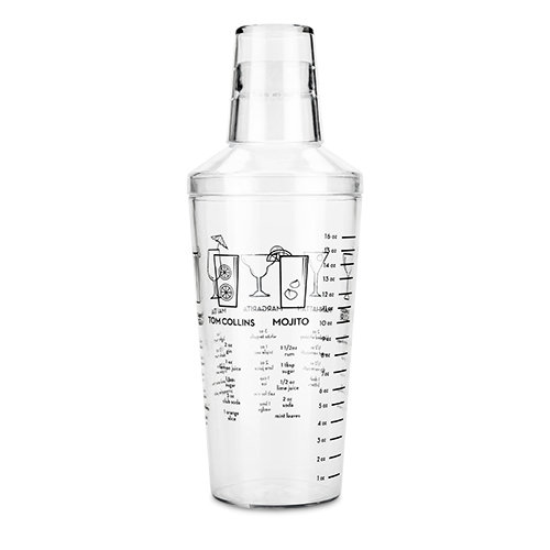 Stainless Steel Cocktail Mixer 25 Oz Tornado Cocktail Shaker with Jigger Cap and Strainer