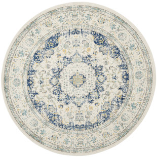 Round Rugs You Ll Love Wayfair Elson Loomed Ivory Blue Area Rug