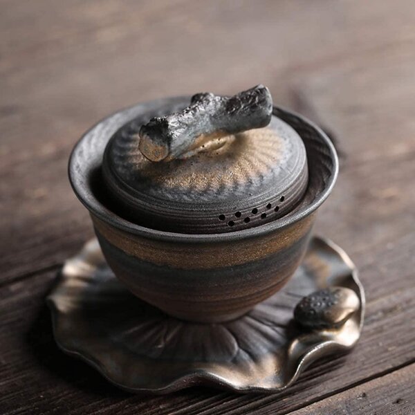Japanese Tea Cups Pair Set of 2 Ceramic Porcelain Yunomi 8oz Blue Stripes 