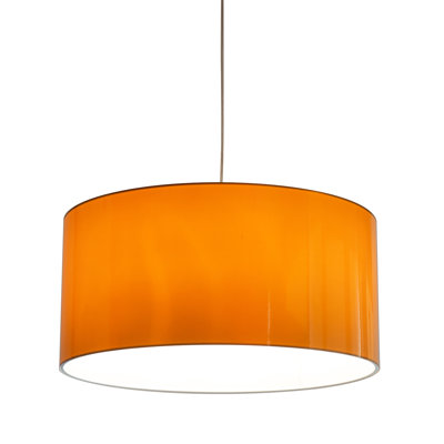Metallic Vinyl Drum Pendant Shade Innermost Color Orange Size 12 H