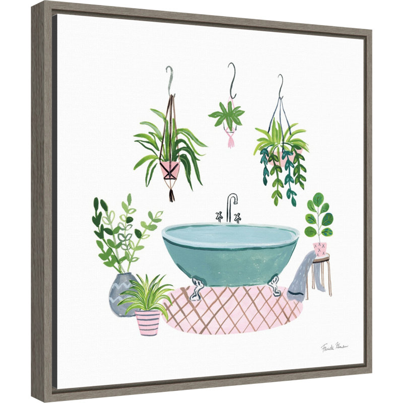 Latitude Run Green Bathroom Ii By Farida Zaman Floater Frame Painting Print On Canvas Wayfair