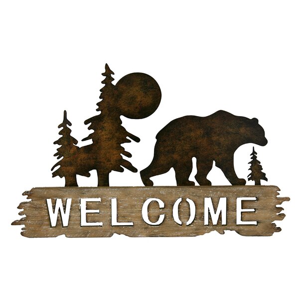 MAN CAVE GRIZZLY BEAR Vintage Style Wood Background Cabin Home Decor Tin Sign