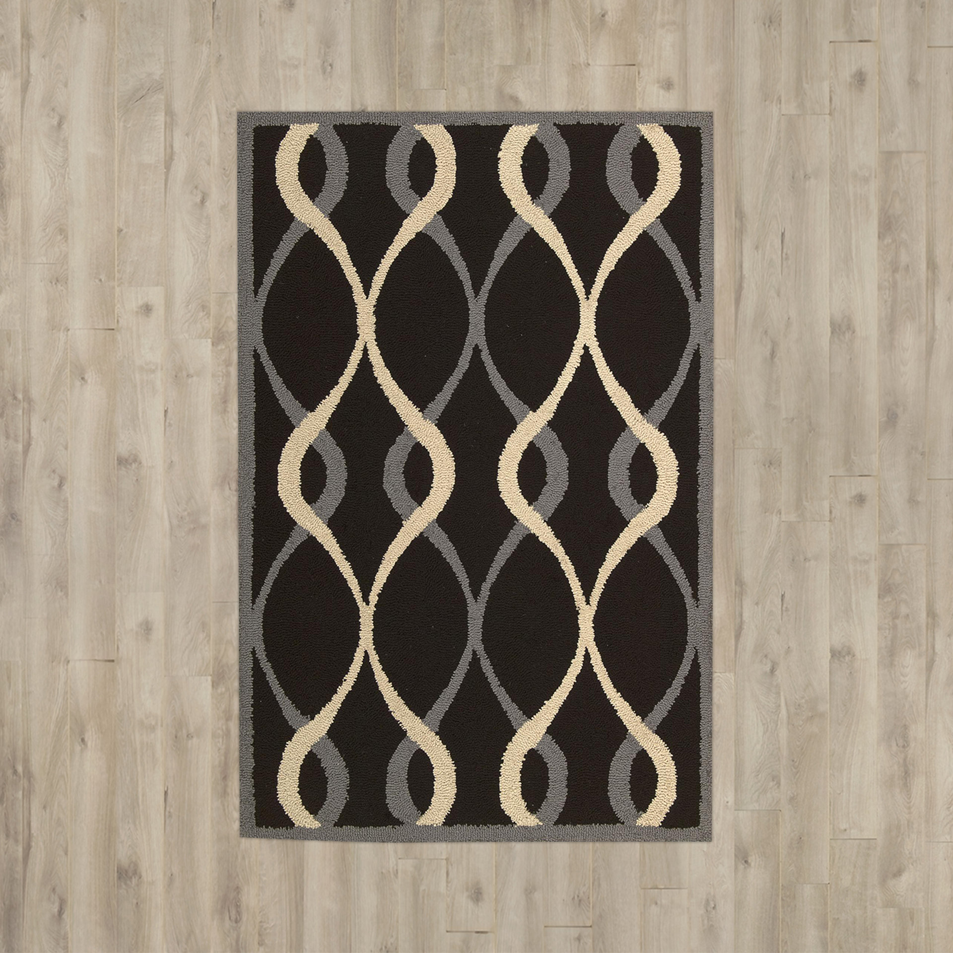 Wrought Studio LaGuardia HandTufted Black Area Rug Wayfair