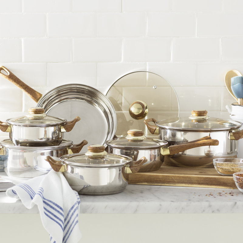 Wayfair Basics Santillan 12 Piece Stainless Steel Cookware Set