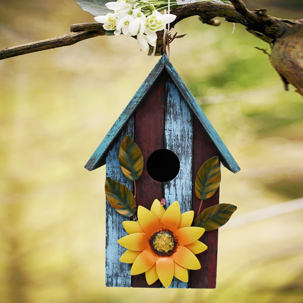 Wood Decorative Hanging Bird House,Decorative Hand-Painted Birdhouse Yard Garden 