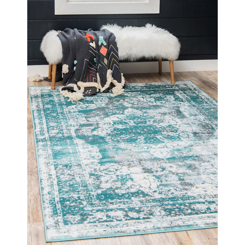 Rugpal Sandrine Oriental Teal Area Rug Reviews Wayfair
