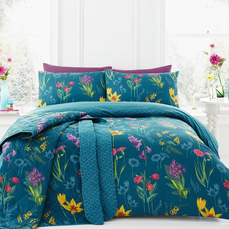 17 Stories Colourful Flower Bouquets Face And Geometric Duvet