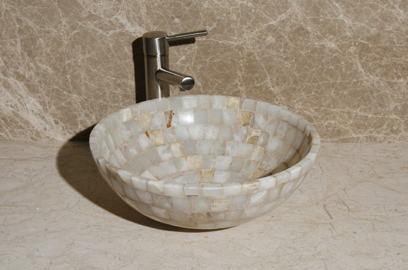 L-VMR-SS-16WS Stone Circular Vessel Bathroom Sink