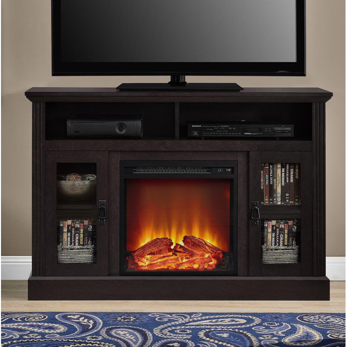 Room Heater With Storage Shelves Electric Fireplace Tv Stand Home