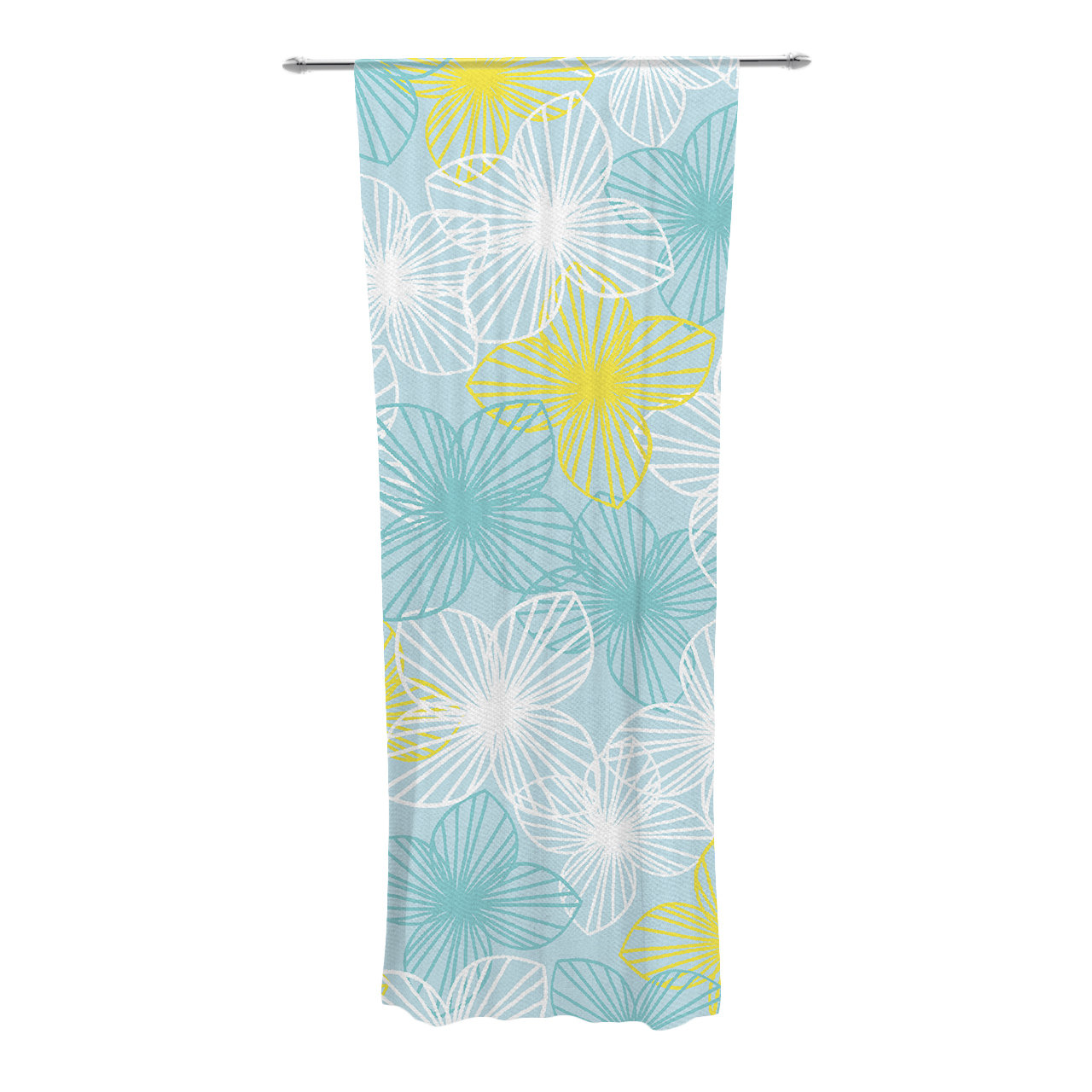 Kess Inhouse Aqua Sunshine Nature Floral Sheer Rod Pocket