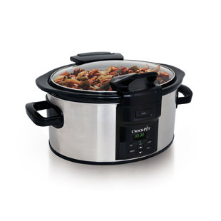Removable Interior Stainless Steel Slow Cookers You Ll Love Wayfair 6 Qt Programmable Lift And Serve Hinged Lid Slow Cooker Set Of 2 By Crock Pot