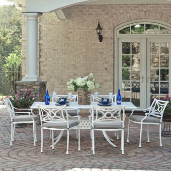 Darby Home Co Flagg Cast Aluminum Outdoor 7 Piece Dining Set With