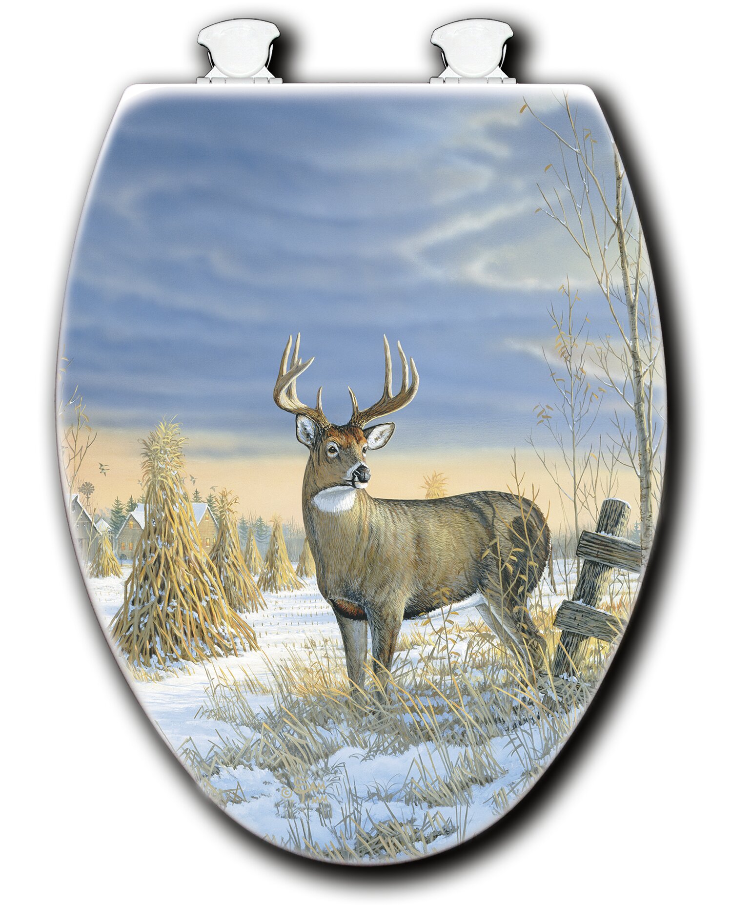 House & Homebody Co. Whitetail Deer in Winter Elongated Toilet Seat ...