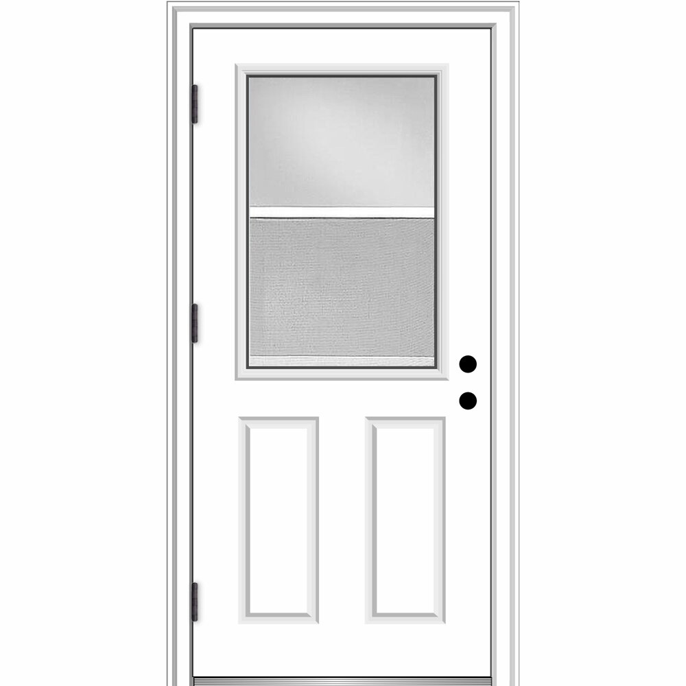 Clear Glass Primed Steel Prehung Front Entry Doors