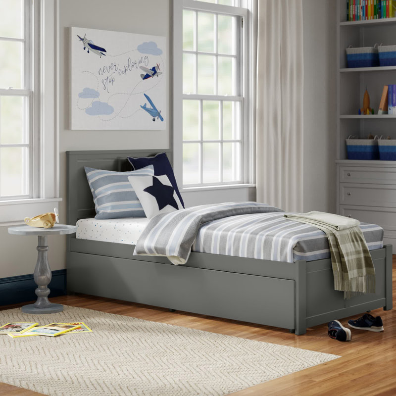 (incomplete 1 box only) Casandra Extra Long Twin Platform Bed with Trundle Bed Frame Color: Gray