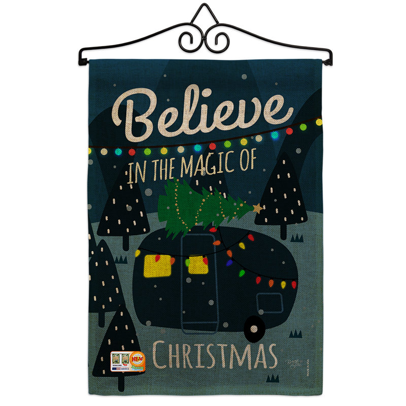 Breeze Decor Believe The Magic Trailer Winter 2 Sided Burlap 19 X