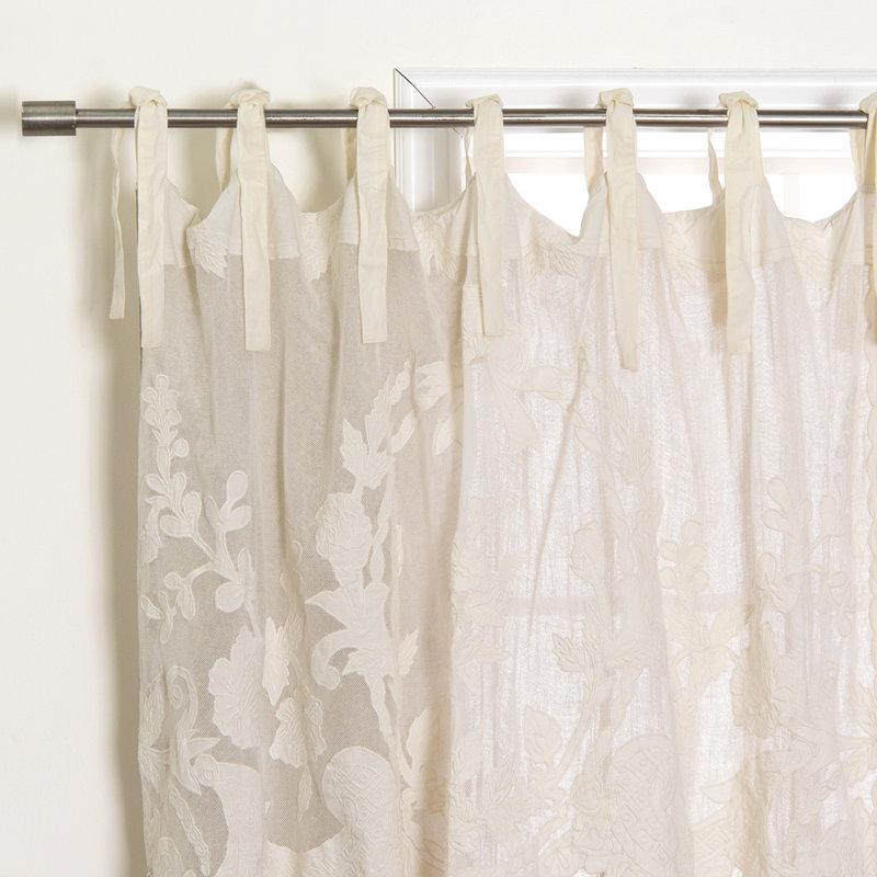 Ophelia Co Elihu Embroidered Cotton Blend Solid Semi Sheer Tab Top Single Curtain Panel Wayfair