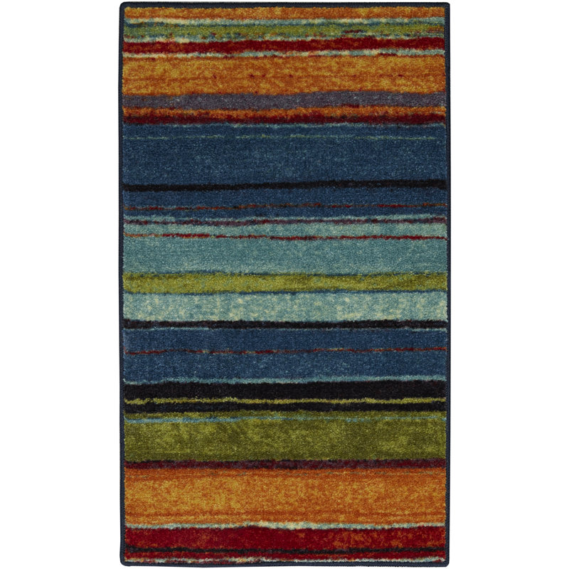 Red Barrel Studio Bartlett Striped Tufted Blue Orange Green Area Red Barrel Studio Bartlett Striped