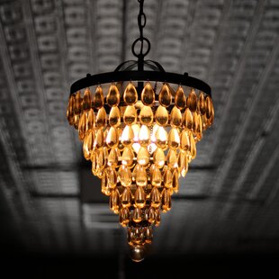 Vintage lily Brass bronze SWAG play room light lamp Chandelier crystal prisms 