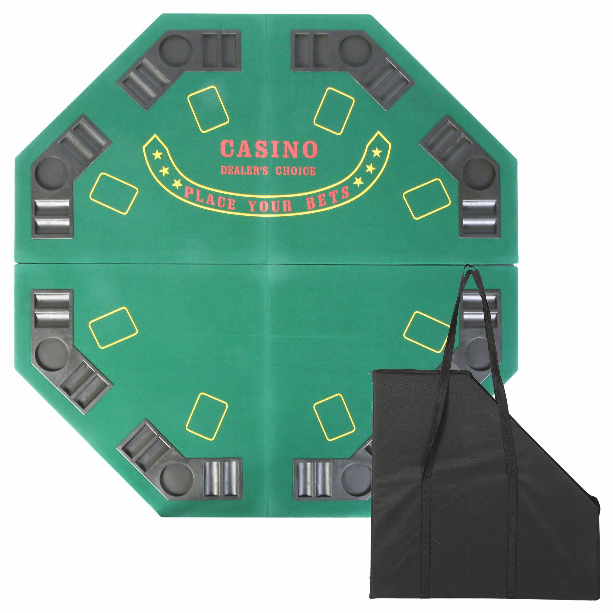 Portable Folding Poker Table Top 8 Casino Player w/Carrying Case Home Party Game