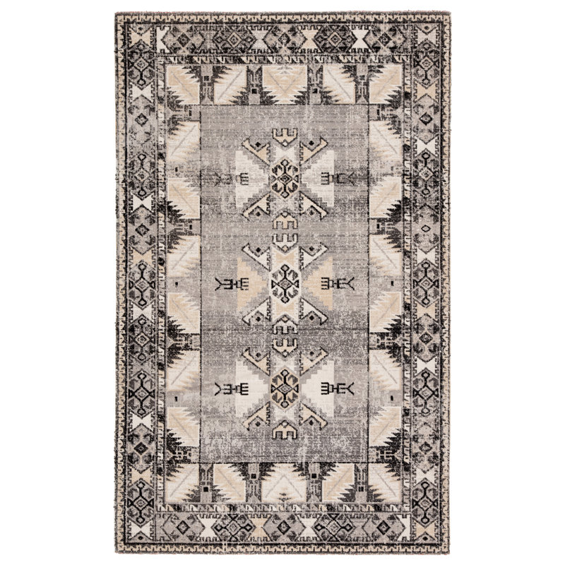 World Menagerie Bewdley Tribal Gray/Beige Indoor/Outdoor Area Rug