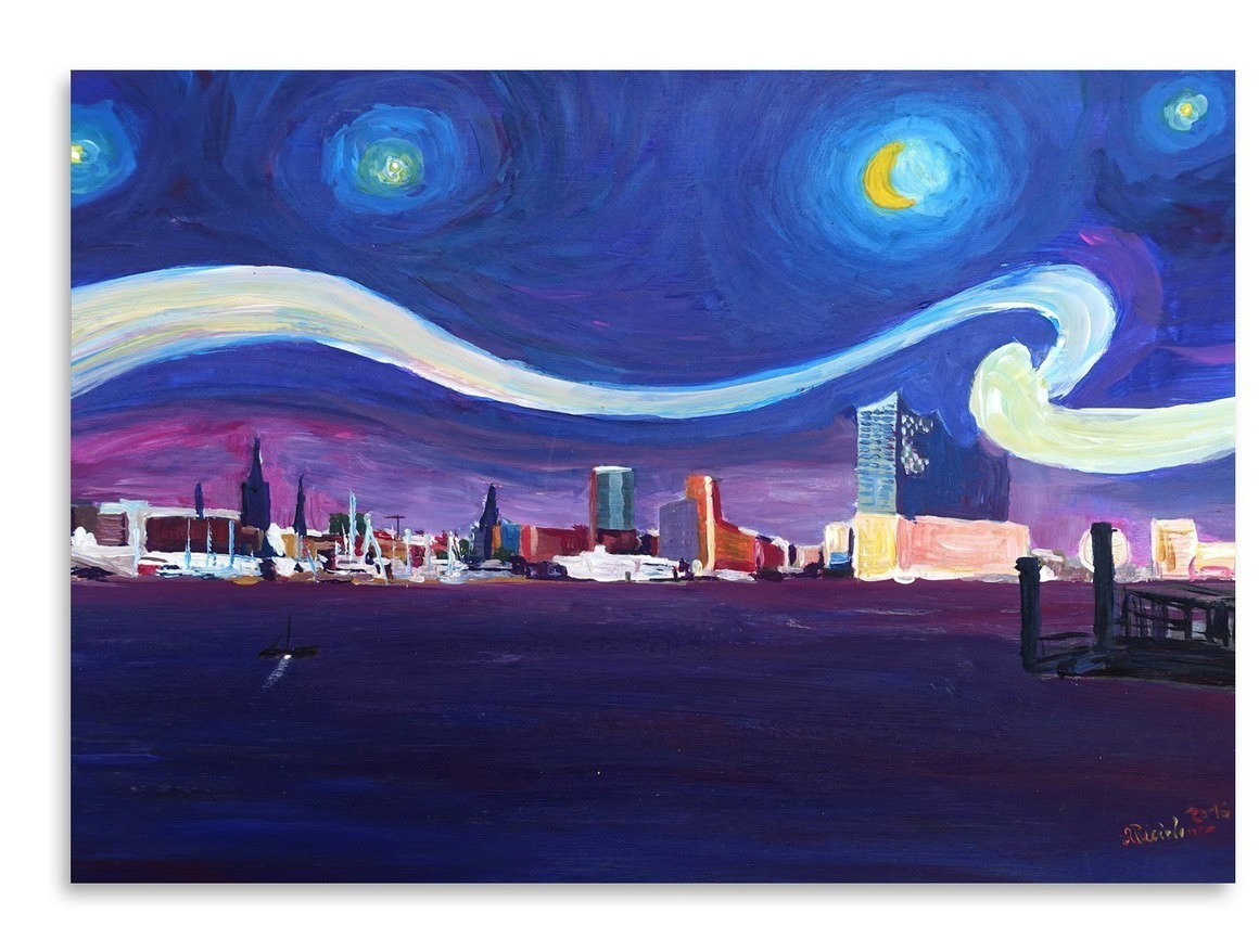 Canvas Picture Wall Art hmburg Storage City Lights Night
