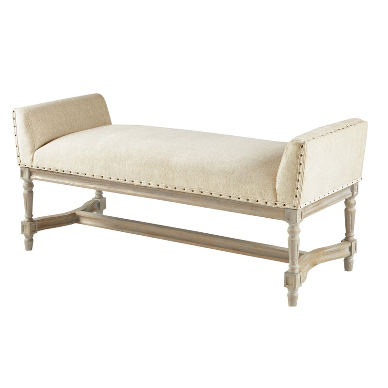 Toulouse Wagner Upholstered Bench. French Country Furniture Finds. Because European country and French farmhouse style is easy to love. Rustic elegant charm is lovely indeed.